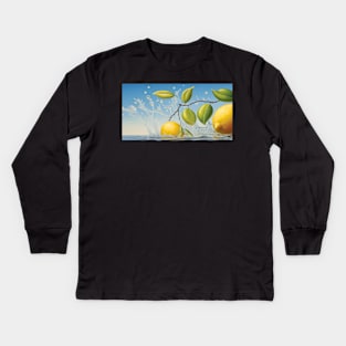 lemon surrealist painting Kids Long Sleeve T-Shirt